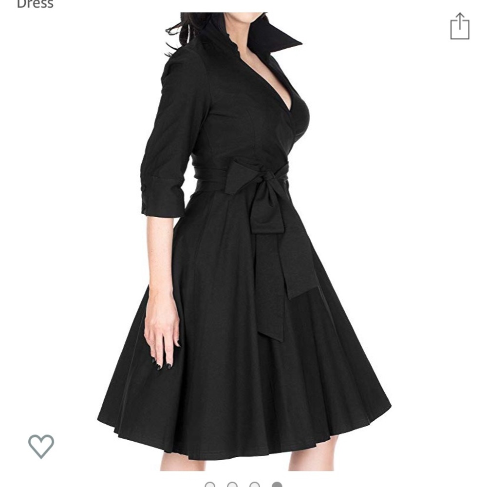 Miusil black vintage style wrap dress size L